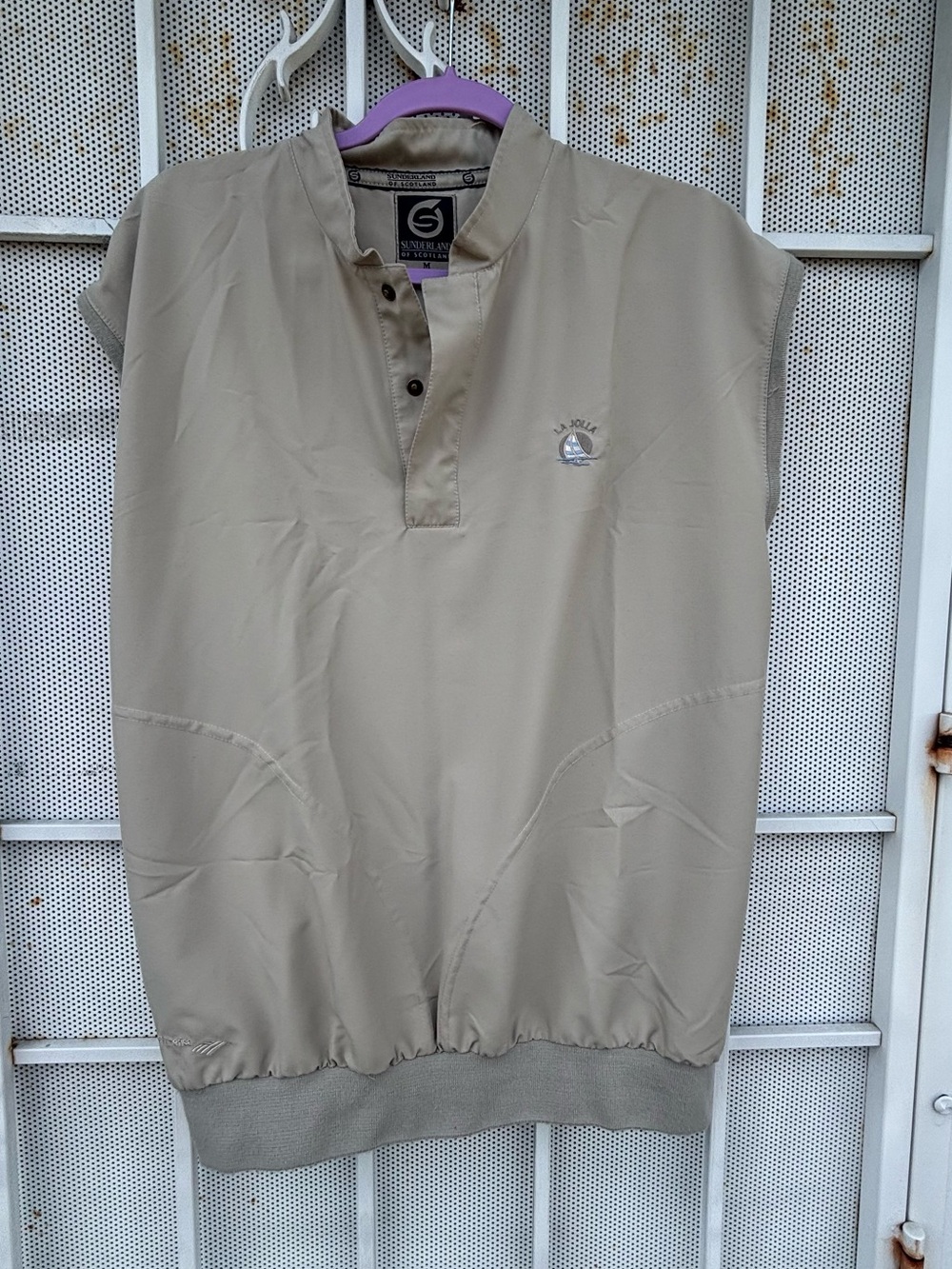Sunderland of Scotland Golf Vest Men’s M 3 Snap Neck Tan Pullover